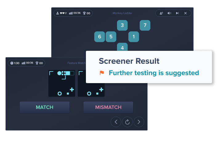 Creyos testing screen example