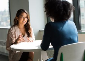 Two women Discussing medical topics